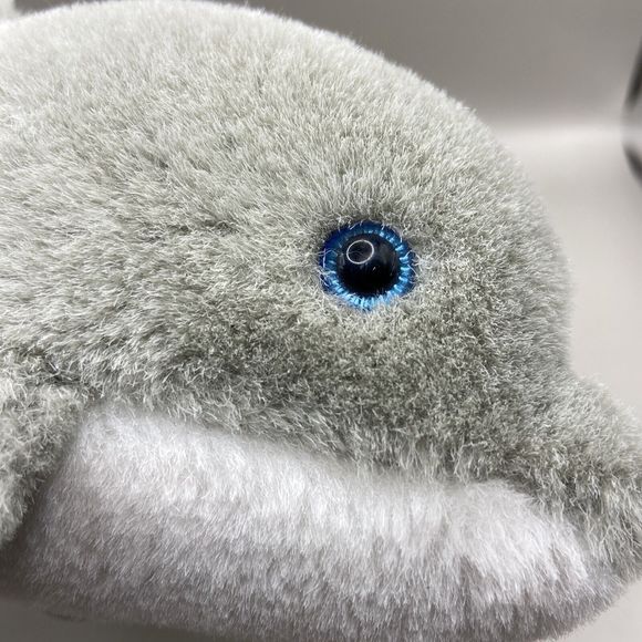 Vintage 1992 Sea World Dolphin 10" Plush Gray & White Blue Eyes Stuffed Animal - Picture 5 of 7